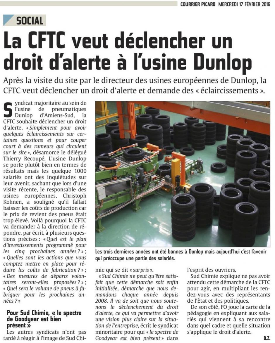 20160217-CP-Amiens-La CFTC veut déclencher un droit d'alerte à l'usine Dunlop [édition Amiens]