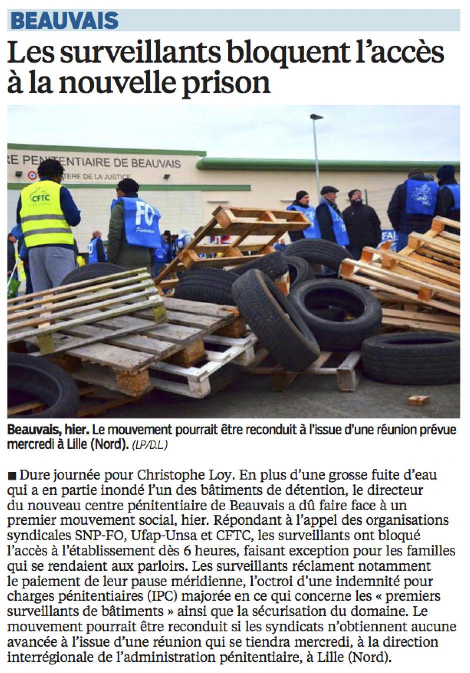 20160227-LeP-Beauvais-Les surveillants bloquent l'accès à la nouvelle prison