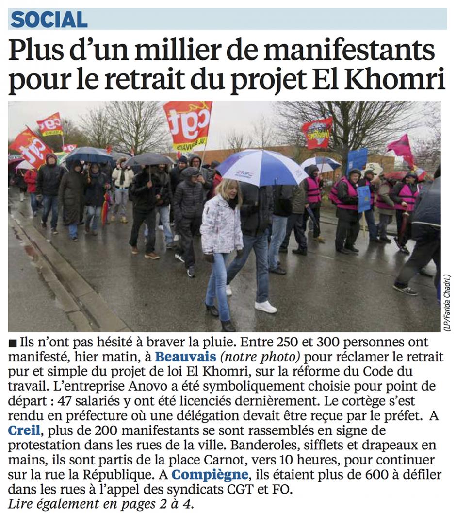 20160310-LeP-Oise-Plus d'un millier de manifestants pour le retrait du projet El Khomri