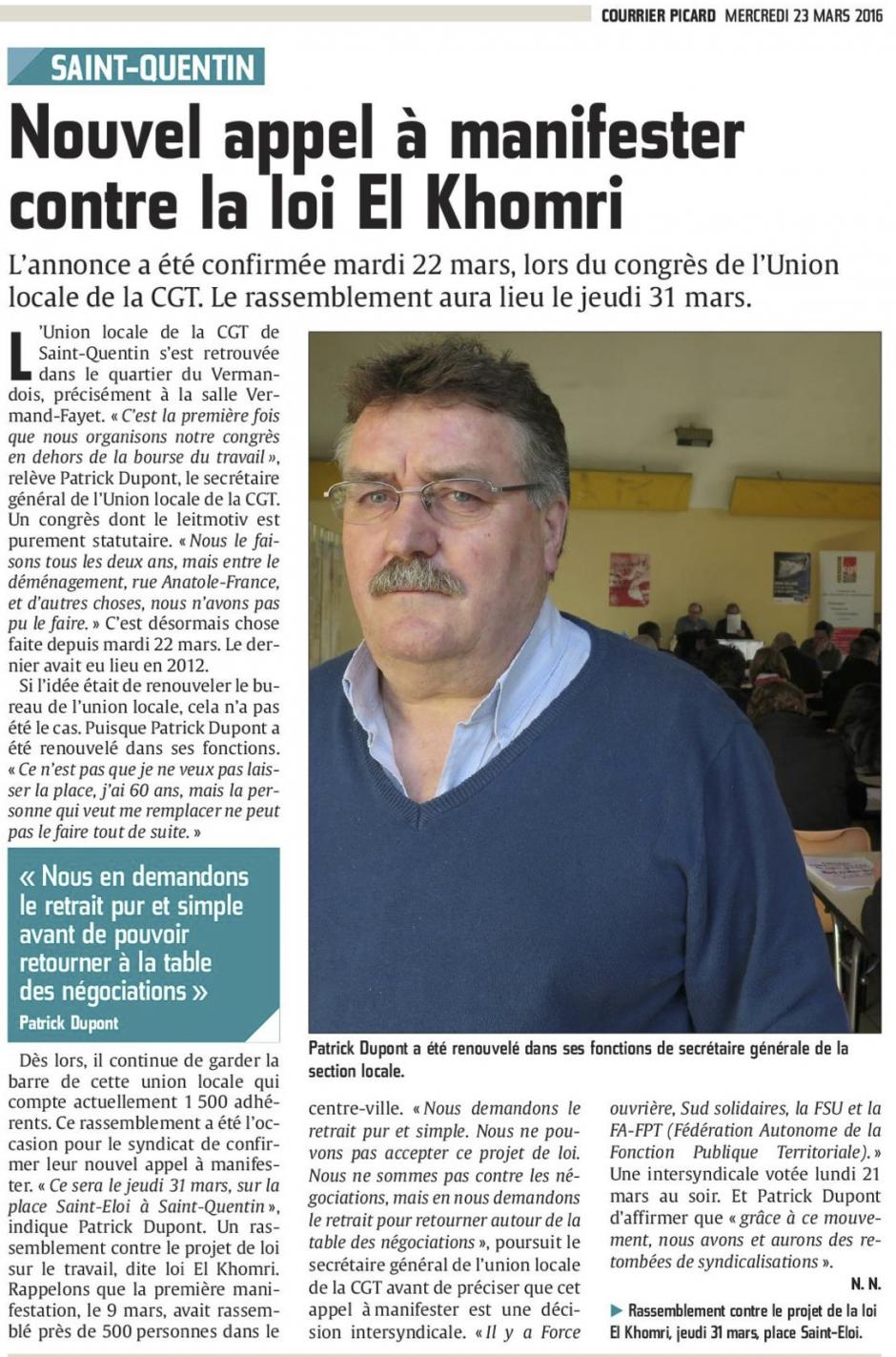 20160323-CP-Saint-Quentin-Nouvel appel à manifester contre la loi El Khomri [édition Saint-Quentin]