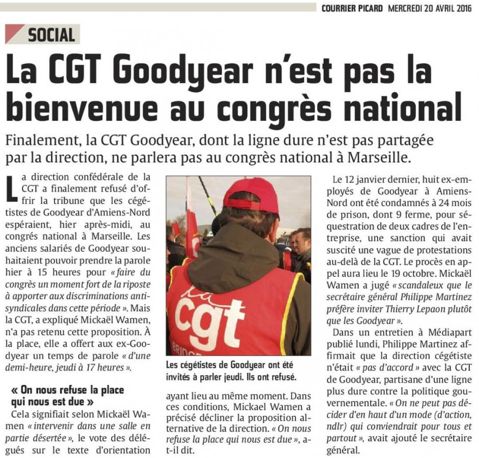 20160420-CP-Amiens-La CGT Goodyear n'est pas la bienvenue au congrès national