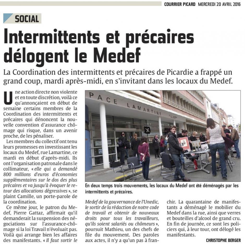 20160420-CP-Amiens-Intermittents et précaires délogent le Medef [édition Amiens]