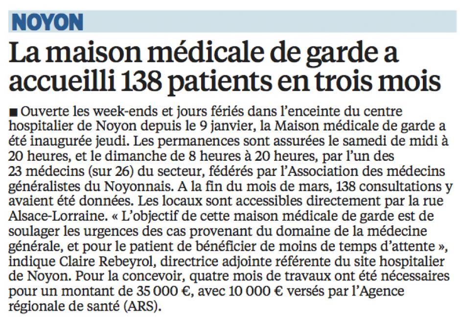 20160430-LeP-Noyon-La maison médicale de garde a accueilli 138 patients en trois mois