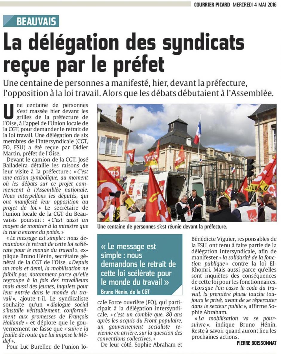 20160504-CP-Beauvais-La délégation des syndicats reçue par le préfet