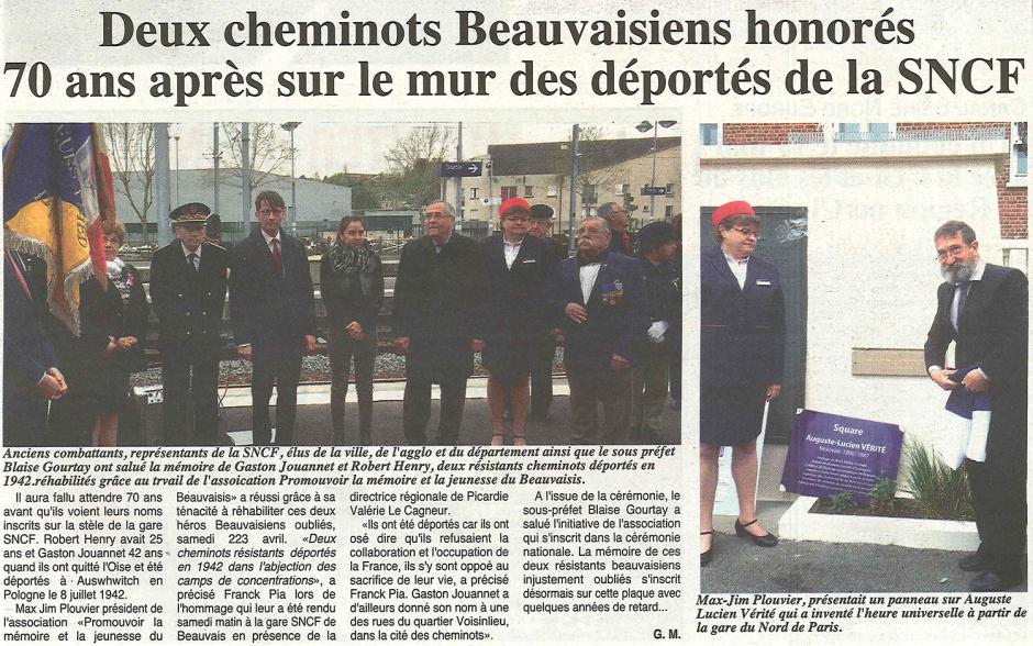 20160504-OH-Beauvais-Deux cheminots beauvaisiens honorés 70 ans après sur le mur des déportés de la SNCF