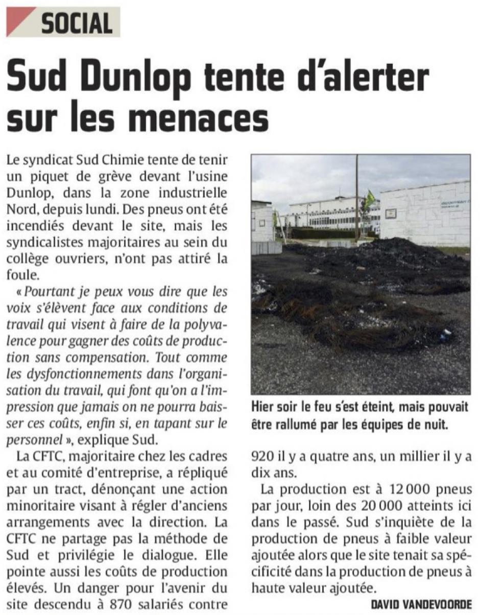 20160511-CP-Amiens-Sud Dunlop tente d'alerter sur les menaces [pages régionales]
