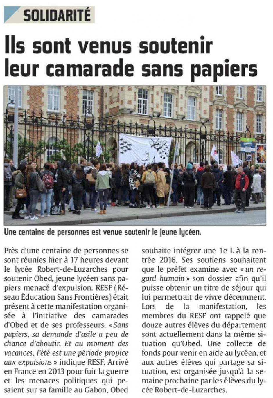20160603-CP-Amiens-Ils sont venus soutenir leur camarade sans papiers [édition Amiens]