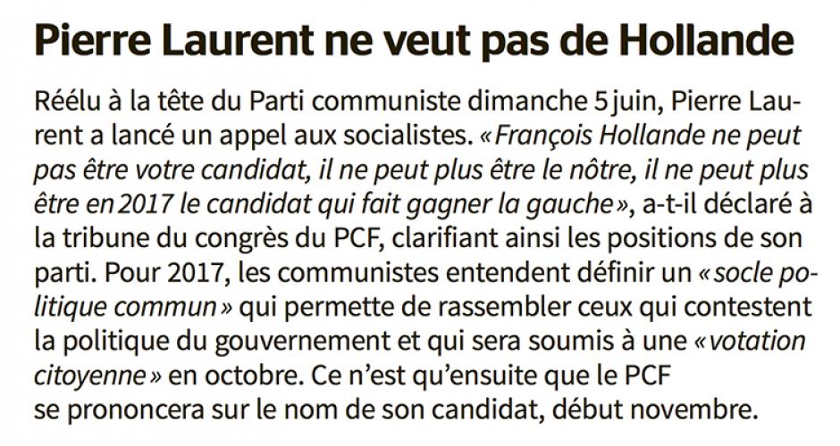20160607-LeM-France-Pierre Laurent ne veut pas de Hollande
