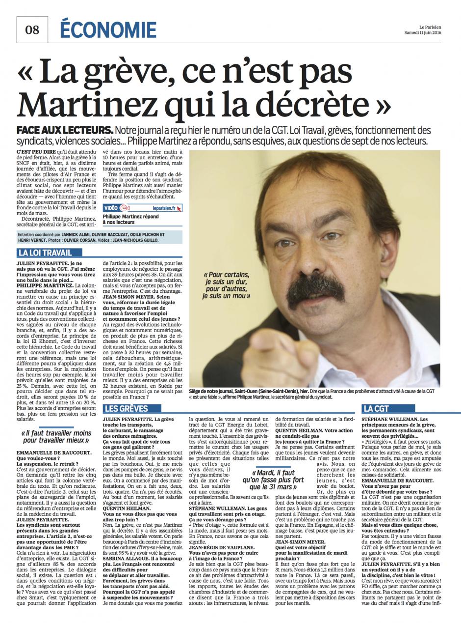 20160611-LeP-France-Philippe Martinez : « La grève, ce n'est pas Martinez qui la décrète »