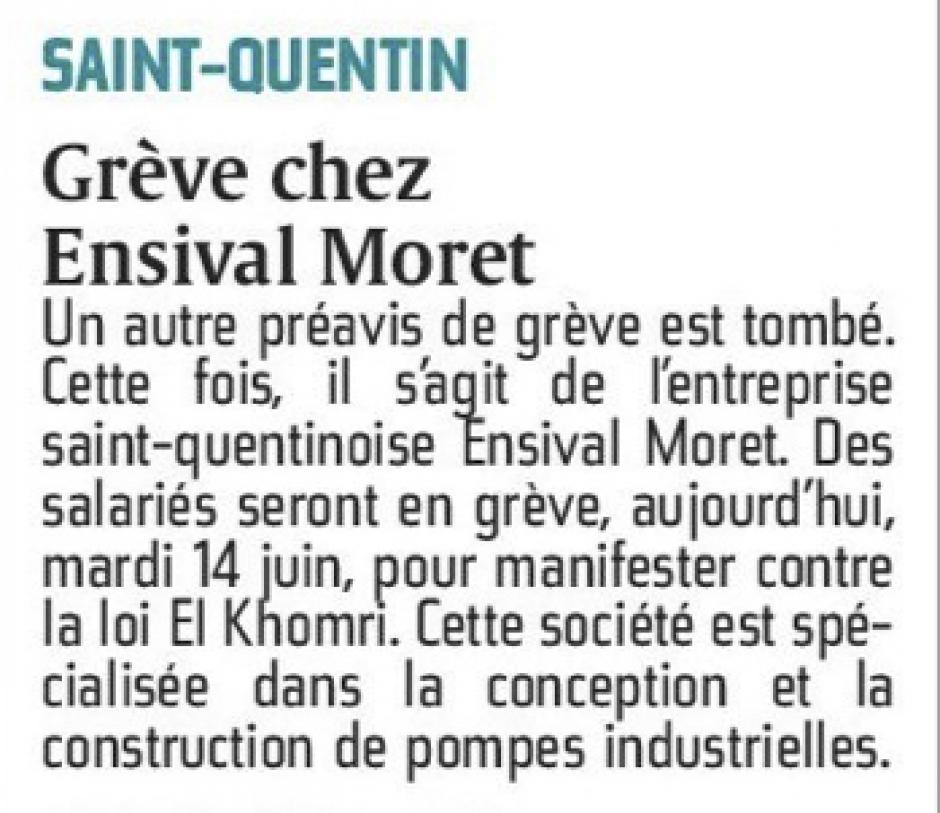 20160614-CP-Saint-Quentin-Grève chez Ensival Moret [édition Saint-Quentin]