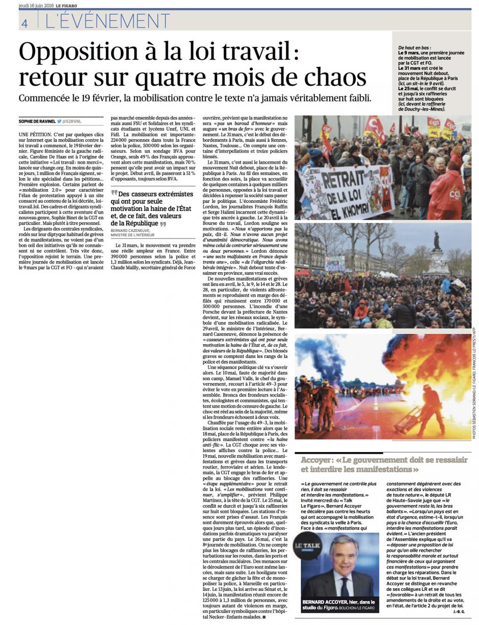 20160616-LeFig-France-Opposition à la loi Travail : retour sur quatre mois de chaos