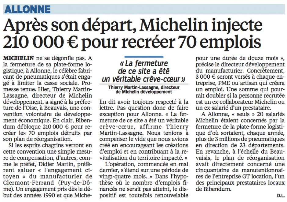 20160628-LeP-Allonne-Après son départ, Michelin injecte 210 000 € pour recréer 70 emplois