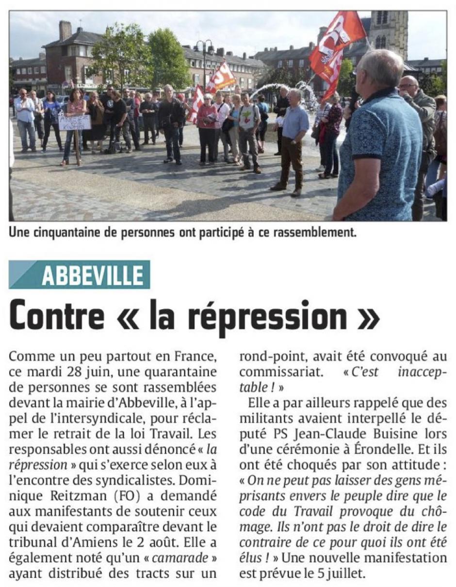 20160629-CP-Abbeville-Contre « la répression » [édition Picardie maritime]