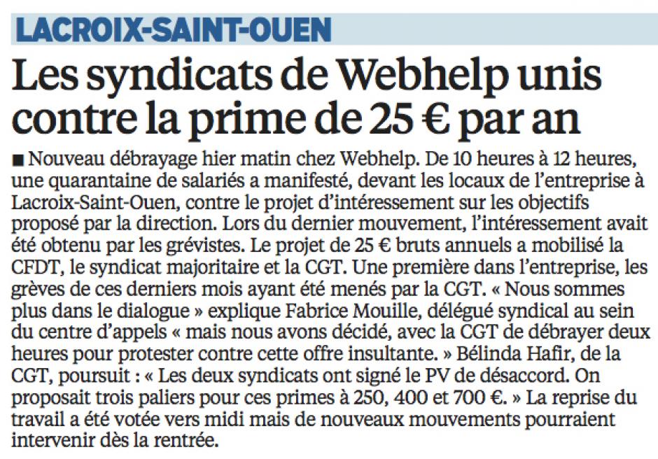 20160701-LeP-Lacroix-Saint-Ouen-Les syndicats de Webhelp unis contre la prime de 25 € par an