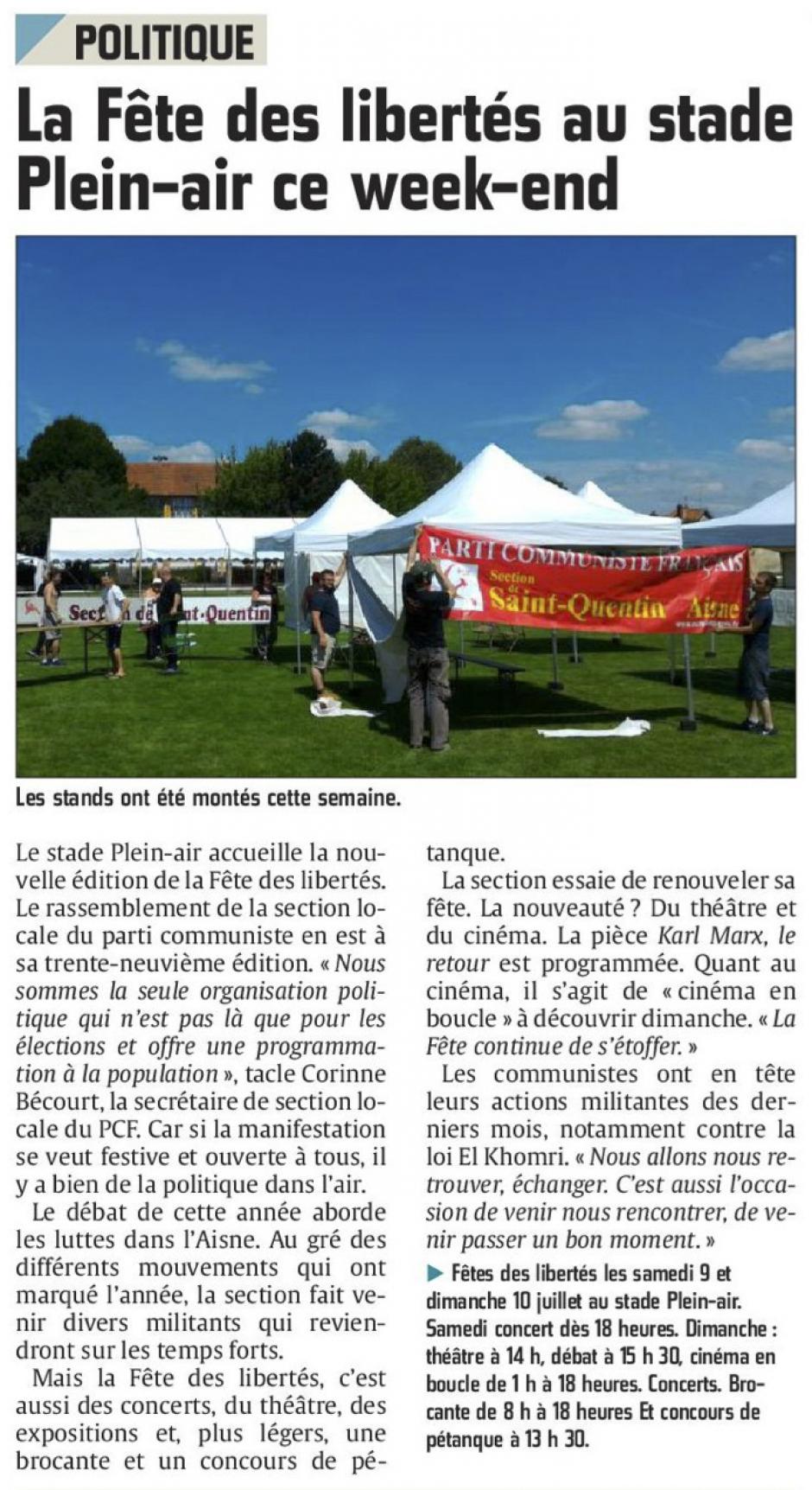 20160708-CP-Saint-Quentin-La Fête des libertés au stade Plein-Air ce week-end [édition Saint-Quentin]