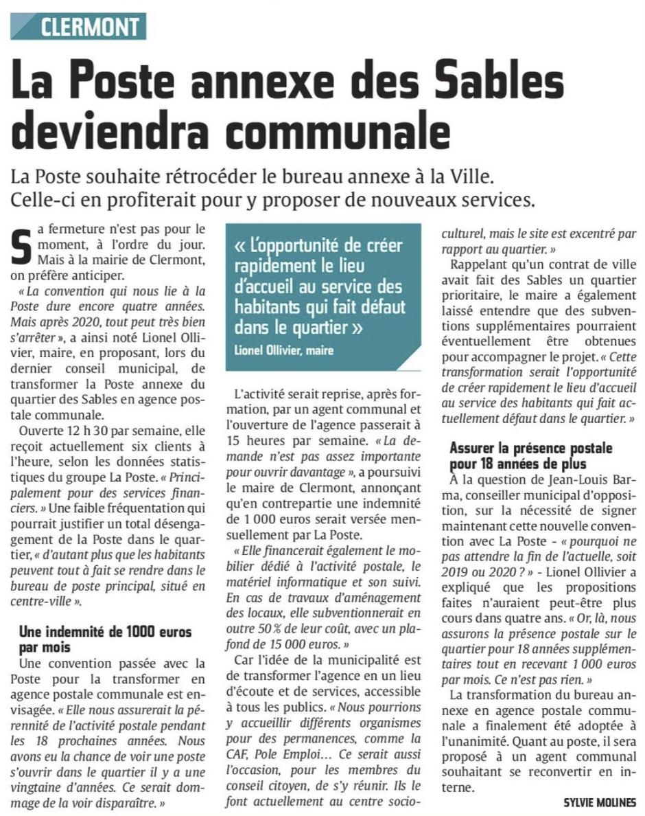 20160709-CP-Clermont-La Poste annexe des Sables deviendra communale
