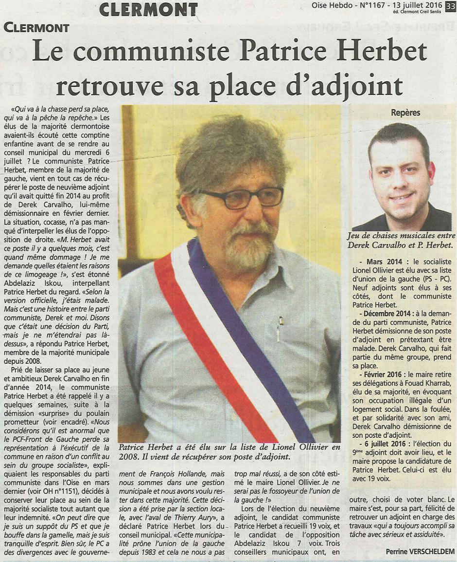 20160713-OH-Clermont-Le communiste Patrice Herbet retrouve sa place d'adjoint