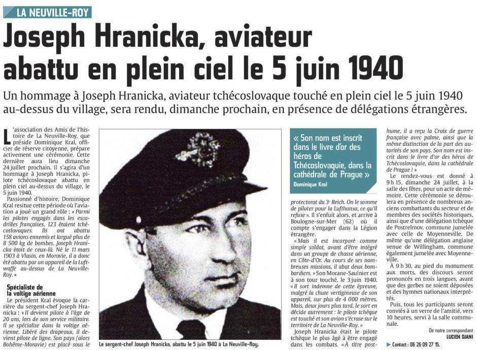 20160719-LeP-La Neuville-Roy-Joseph Hranicka, aviateur abattu en plein ciel le 5 juin 1940