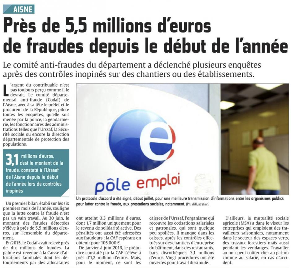 20160809-CP-Aisne-Près de 5,5 millions d'euros de fraudes depuis le début d'année [édition Saint-Quentin]