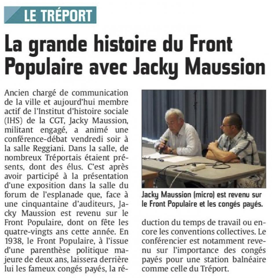 20160831-CP-Le Tréport-La grande histoire du Front populaire avec Jacky Maussion [édition Picardie maritime]
