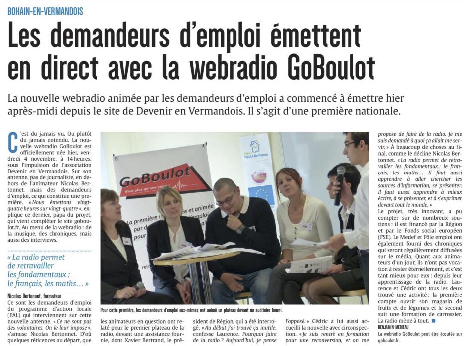 20161105-CP-Bohain-en-Vermandois-Les demandeurs d'emploi émettent en direct avec la webradio GoBoulot [édition Aisne]