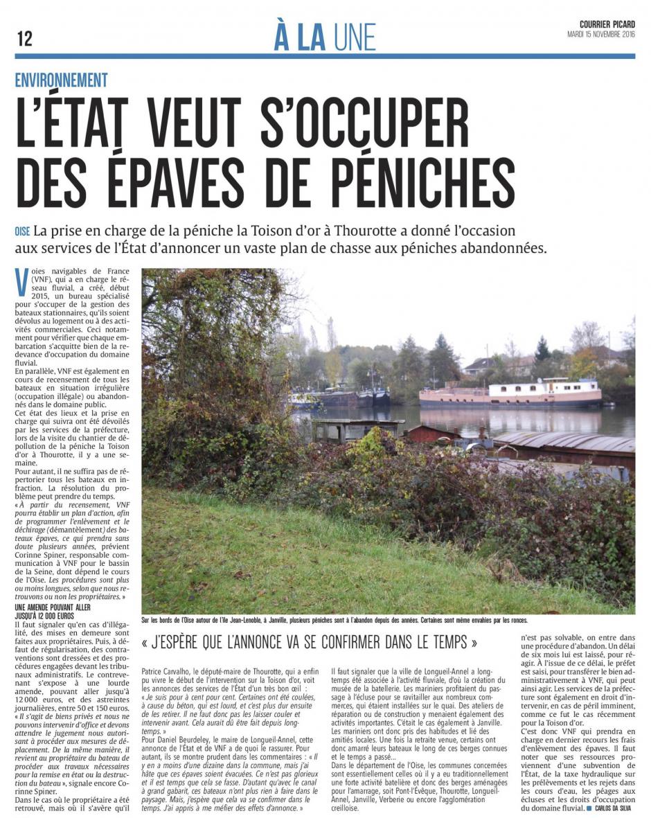 20161115-CP-Oise-L'État veut s'occuper des épaves de péniches