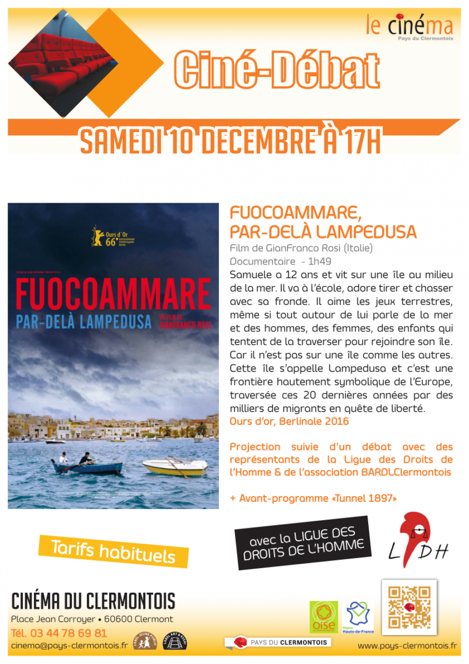 10 décembre, Clermont - LDH-Ciné-débat « Fuocoammare, par-delà Lampedusa »