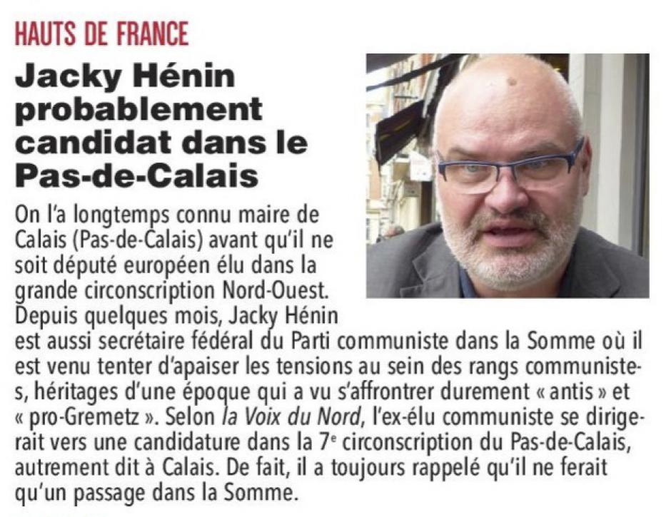 20170113-CP-Hauts-de-France-L2017-Jacky Hénin probablement candidat dans le Pas-de-Calais