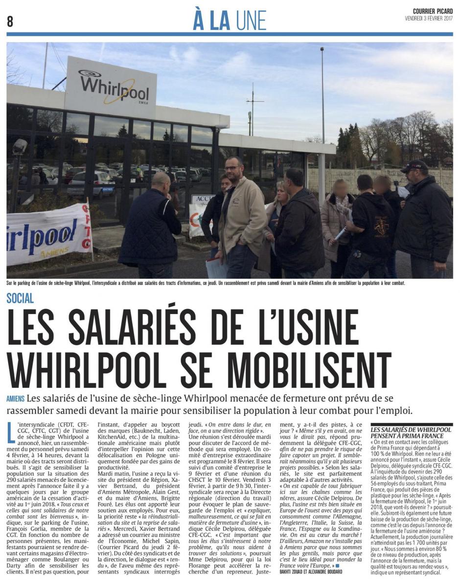 20170203-CP-Amiens-Les salariés de l'usine Whirlpool se mobilisent [édition Amiens]
