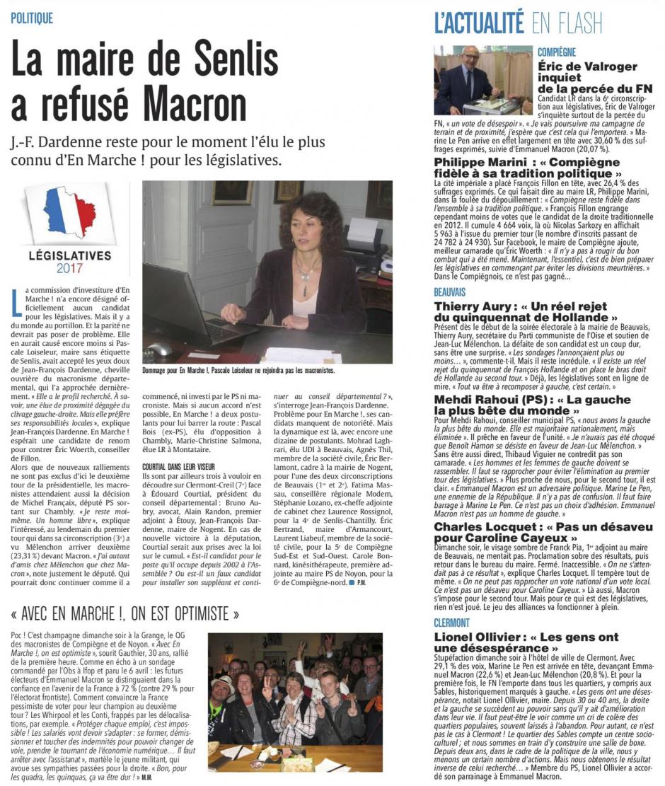 20170425-CP-Oise-P2017-L2017-La maire de Senlis a refusé Macron - Réactions après le 1er tour
