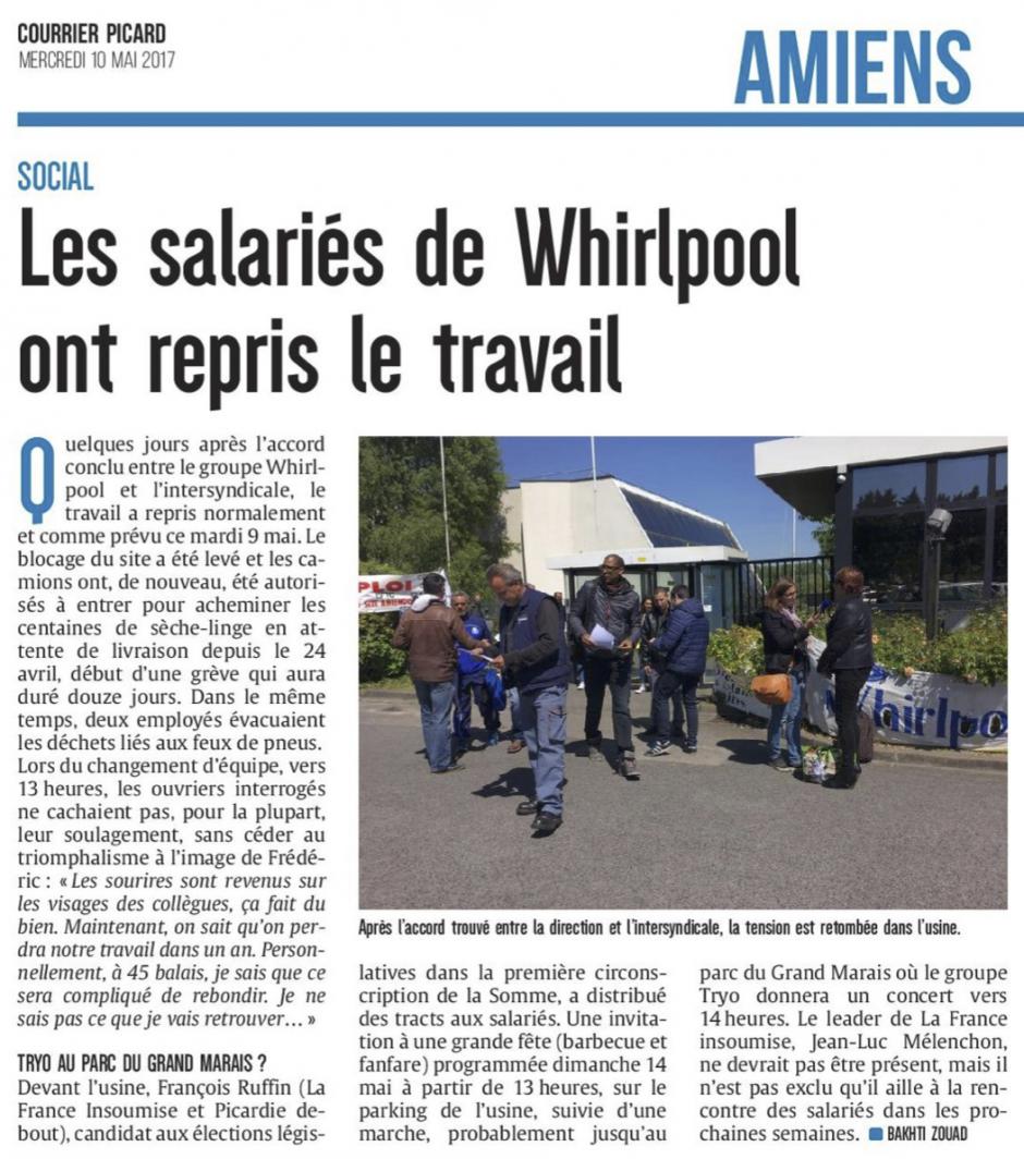 20170510-CP-Amiens-Les salariés de Whirlpool ont repris le travail [édition Amiens]
