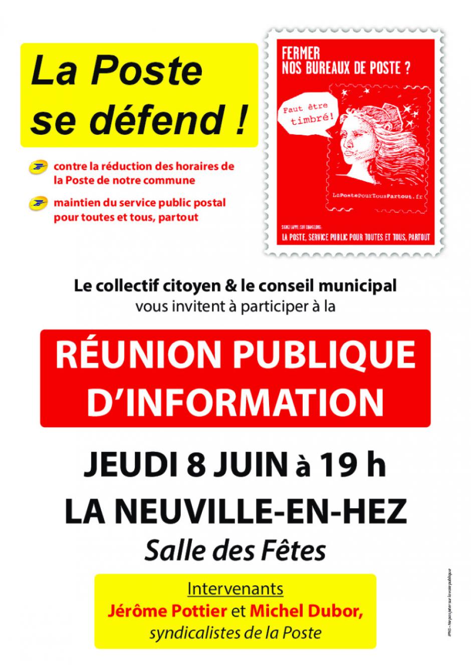 8 juin, La Neuville-en-Hez - Réunion publique « La Poste se défend ! »