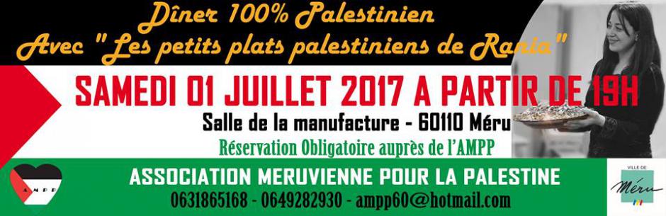 1er juillet, Méru - Association méruvienne pour la Palestine-Dîner palestinien et solidaire