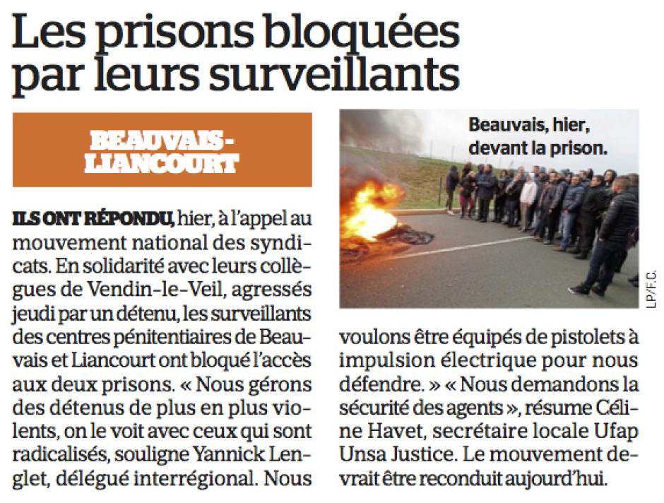 20180116-LeP-Oise-Les prisons bloquées par leurs surveillants