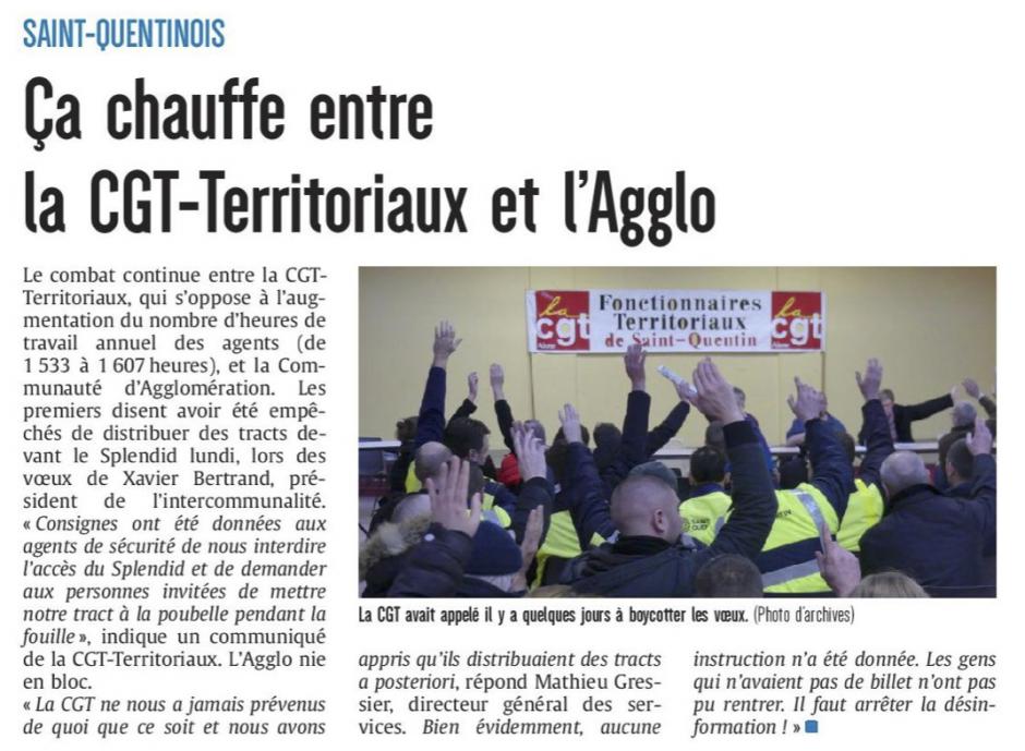 20180117-CP-Saint-Quentin-Ça chauffe entre la CGT-Territoriaux et l'Agglo [édition Aisne]