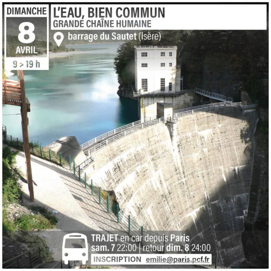 8 avril, Isère - Chaîne humaine pour conserver la propriété publique de l'eau et des ouvrages hydrauliques »