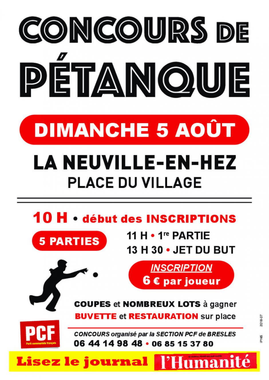 5 août, La Neuville-en-Hez - Concours de pétanque de la section PCF de Bresles