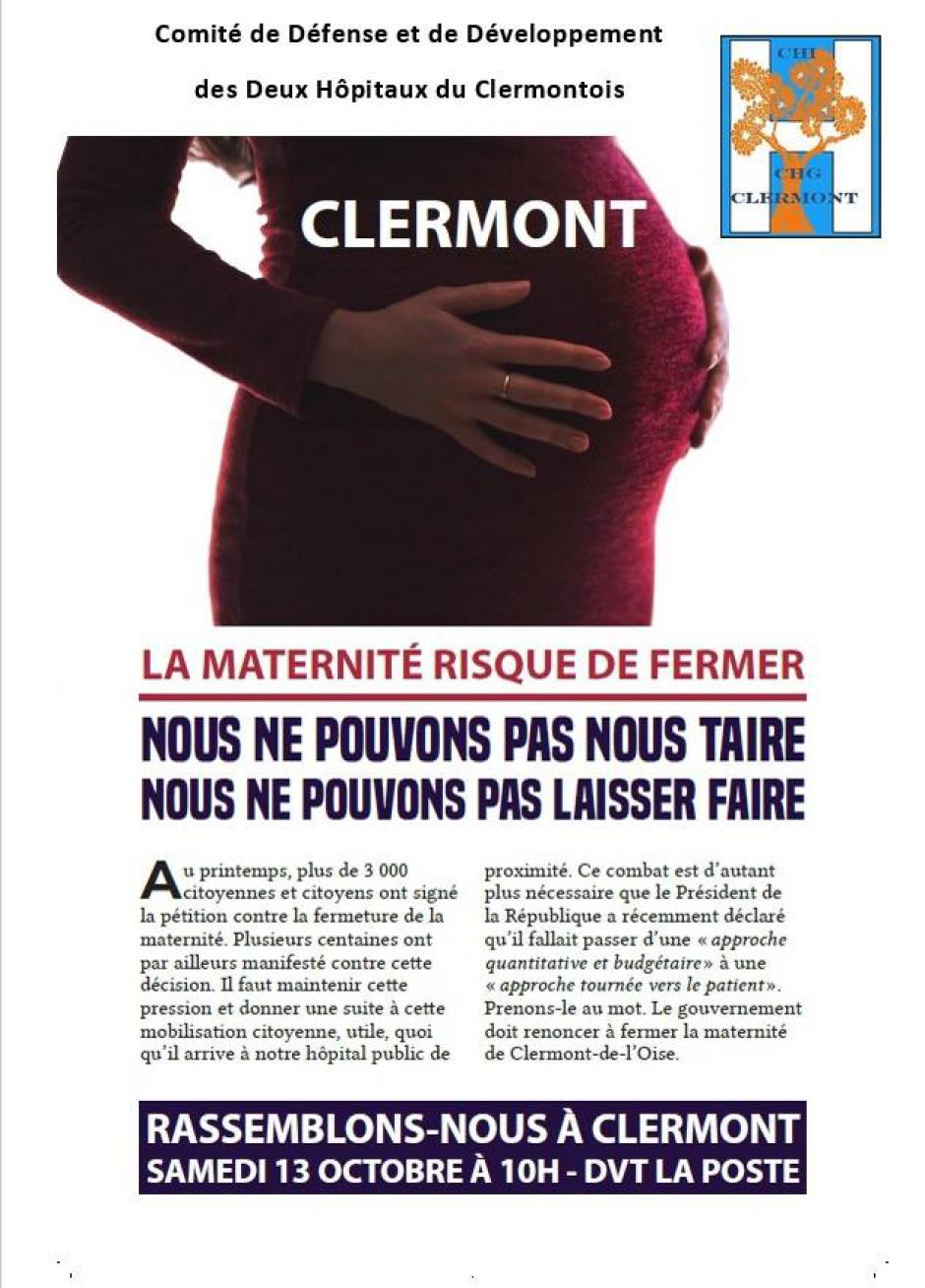 13 octobre, Clermont - Comité de soutien-Non à la fermeture de la maternité !