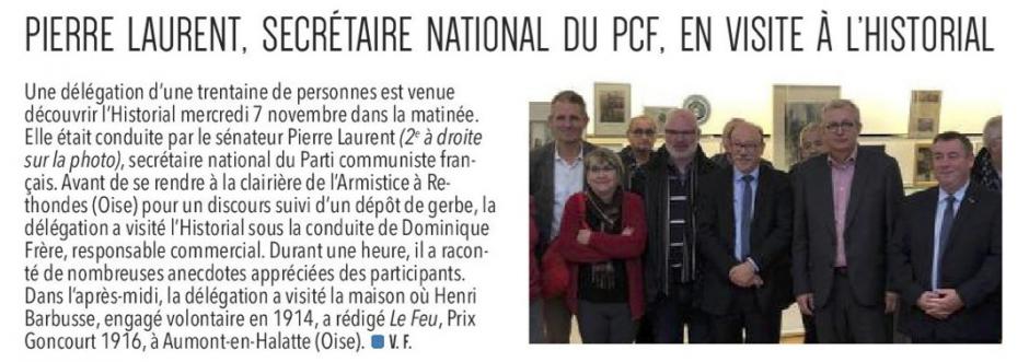 20181108-CP-Péronne-Pierre Laurent, secrétaire national du PCF, en visite à l'Historial [édition Aisne]
