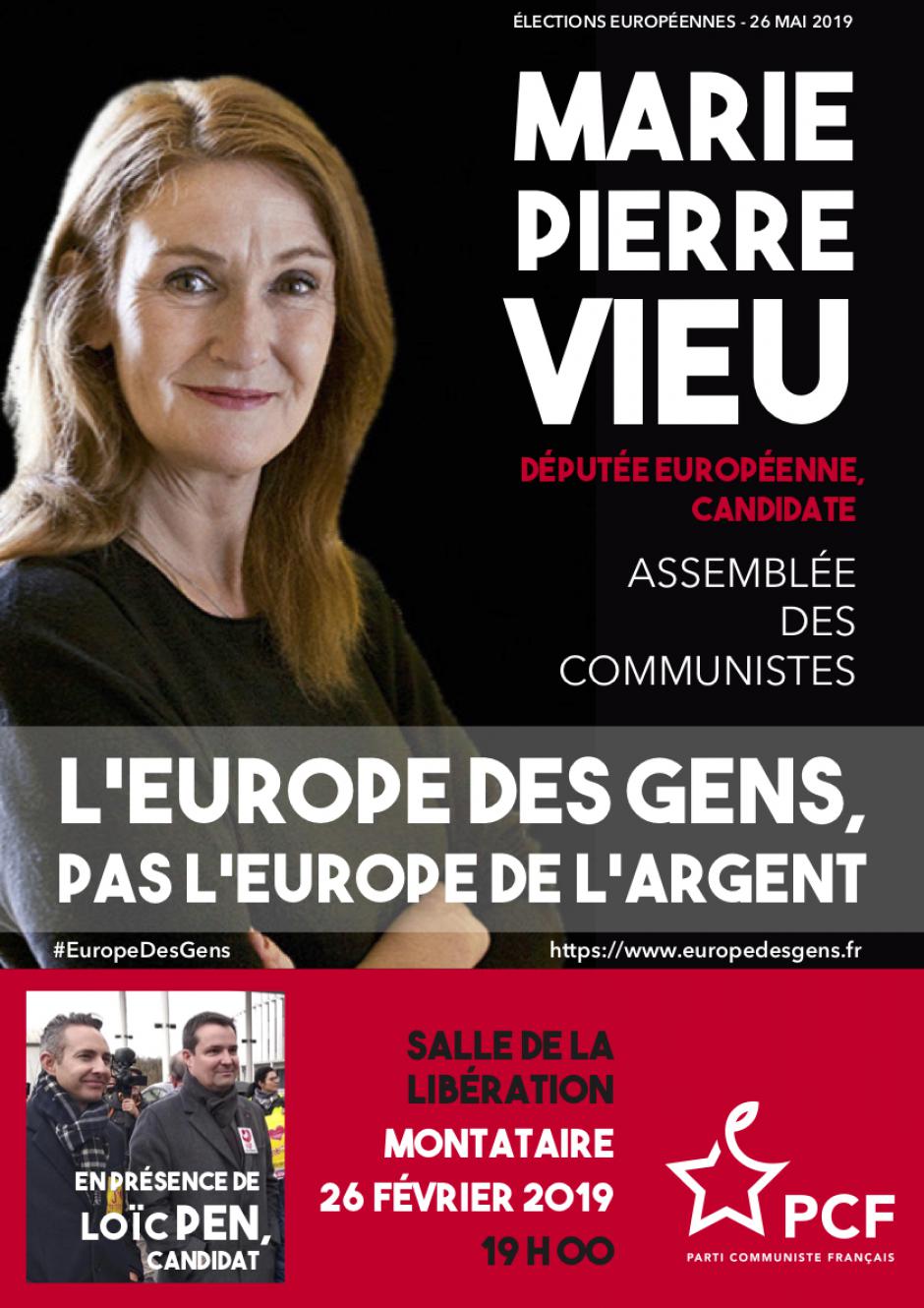 26 février, Montataire - Assemblée des communistes de l'Oise « Européennes 2019 », avec Marie-Pierre Vieu
