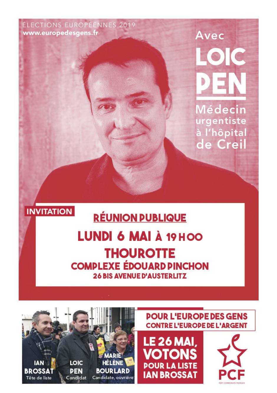 6 mai, Thourotte - Européennes 2019 : réunion publique avec le candidat Loïc Pen