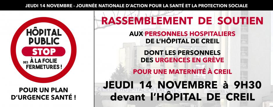 14 novembre, Creil - Rassemblement de soutien aux personnels hospitaliers