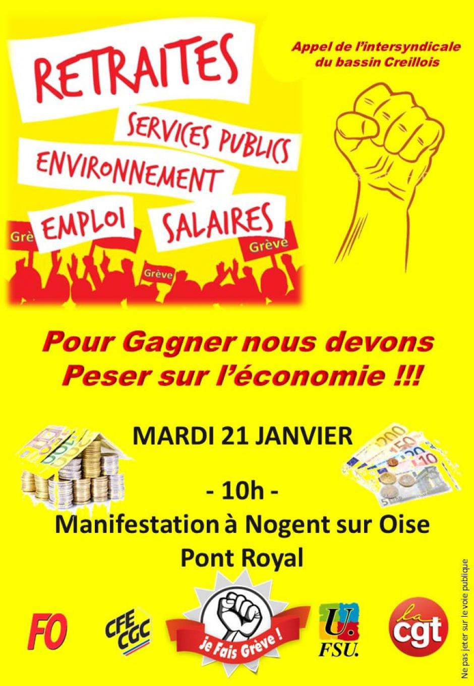 21 janvier, Nogent-sur-Oise - Manifestation pour le retrait du projet de réforme Macron-BlackRock