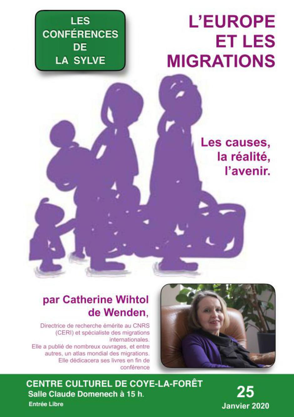 25 janvier, Coye-la-Forêt - Les conférences de la Sylve « L'Europe et les migrations », avec Catherine Wihtol de Wenden