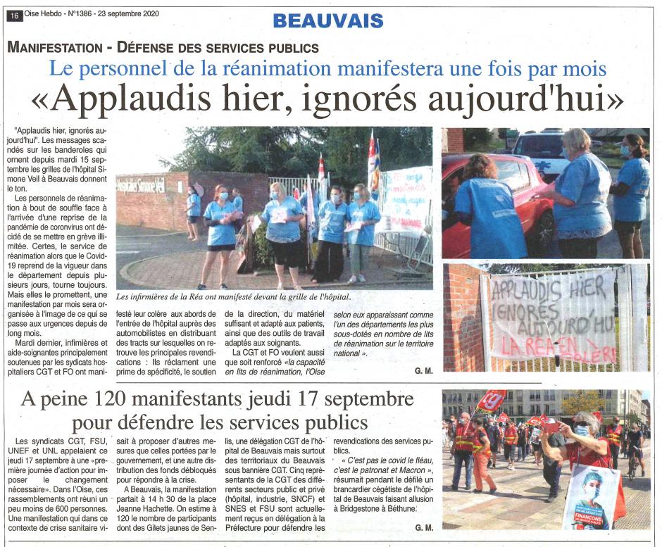20200923-CP-Beauvais-Le personnel de la réanimation manifestera une fois par mois : « Applaudis hier, ignorés aujourd'hui »