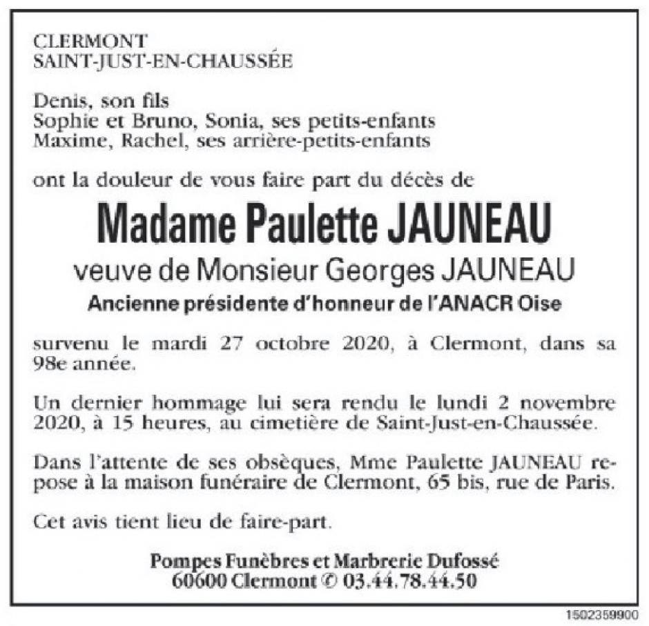 Paulette Jauneau, figure de la Résistance et du communisme oisien, nous a quitté·e·s à l'âge de 98 ans