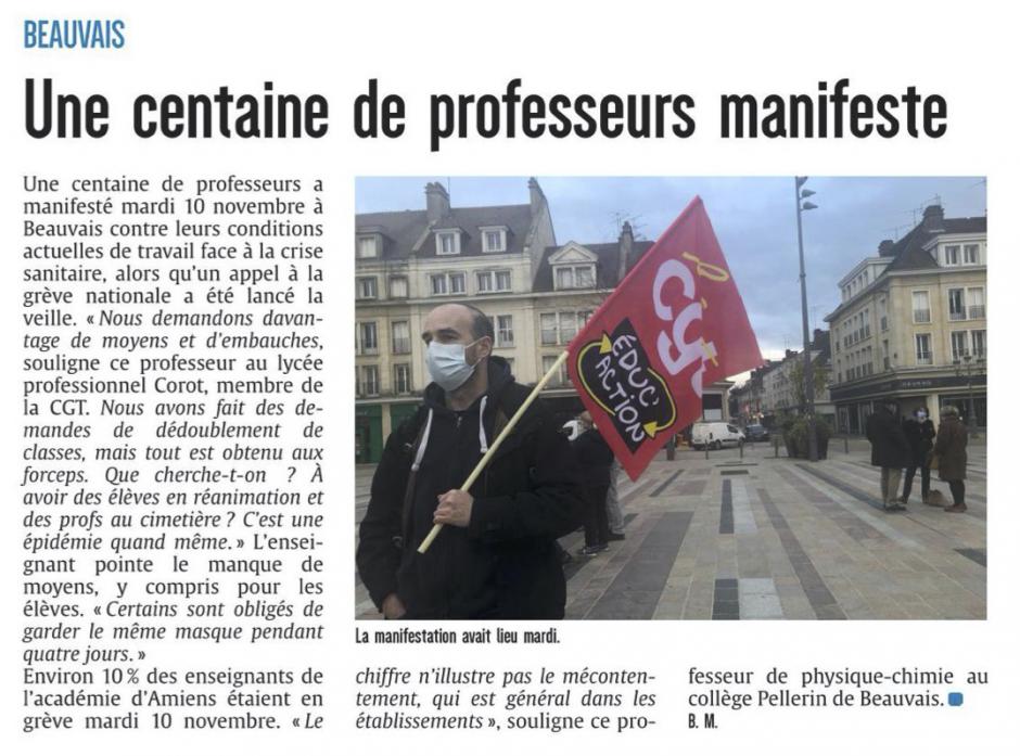 20201112-CP-Beauvais-Une centaine de professeurs manifeste