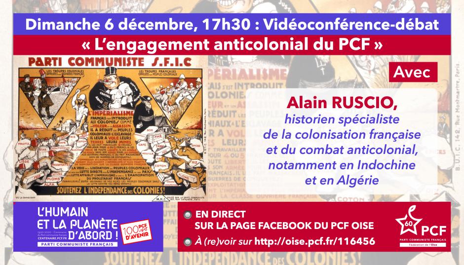 6 décembre - Centenaire du PCF-Vidéoconférence « L'engagement anticolonial du PCF », avec Alain Ruscio
