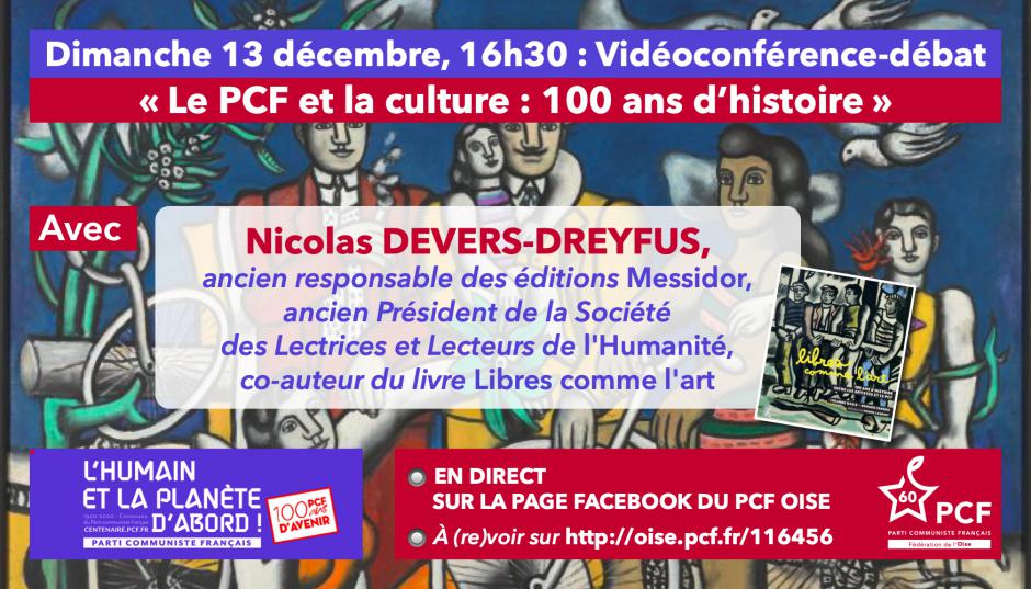 13 décembre - Centenaire du PCF-Vidéoconférence « Le PCF et la culture : 100 ans d'histoire », avec Nicolas Devers-Dreyfus