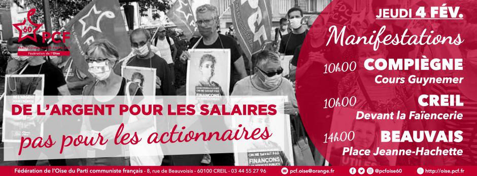 4 février, Beauvais, Compiègne & Creil - Intersyndicale-Manifestations pour la défense de nos emplois et contre la pauvreté et la précarité